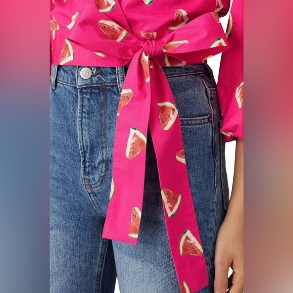 COLOR ME COURTNEY Emily Watermelon Print Wrap Top - Picture 4 of 7